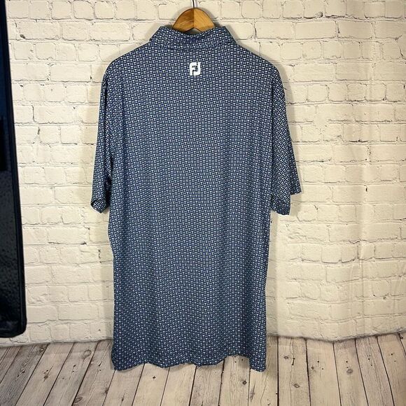 FootJoy Half Moon Geo Lisle Self Collar Golf Polo size XL Blue Apple Centennial - Picture 5 of 8